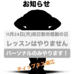 11月24日(月)祝日 レッスンやりません！